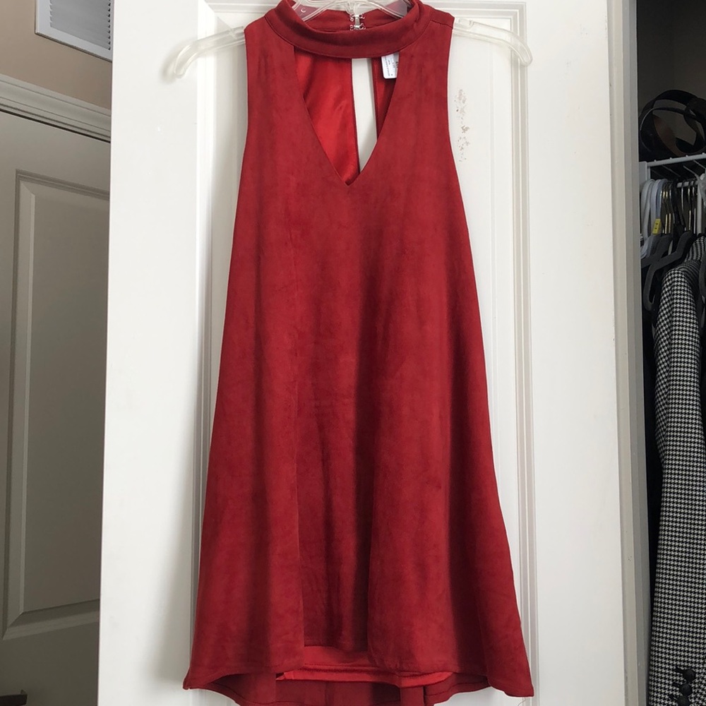 Keyhole suede dress rust colored by South!